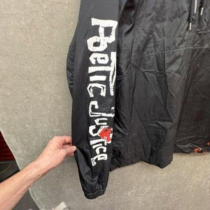 Poetic Justice Jacket Mens XL Black Half Zip Windbreaker Hooded Anorak Chemistry 4