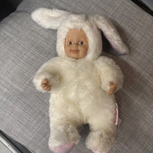 Anne Geddes Baby Doll White Easter Bunny Plush 8 Inch Used 4