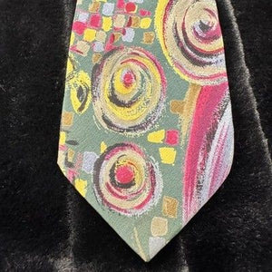 Brandini Tie Mens Abstract Swirl Pattern Silk Necktie Vintage 90s Pre-Owned Good 4