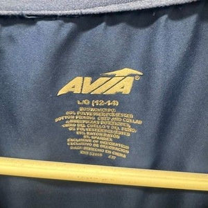 Avia Women's L (12-14) Hooded Windbreaker Jacket Full Zip Blue Gray Running EUC 5