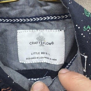 Craft+Flow Shirt Little Boys Large Navy Zodiac Constellation Print Short Sleeve 5