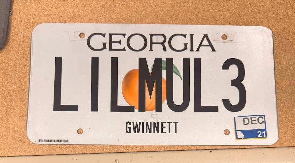 Georgia Gwinnett License Plate LIL MUL3 – Expired Authentic Tag Little Mule