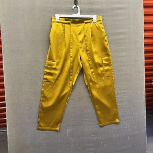 Gabrielle Union Pants Womens Large Cargo Satin Trousers Pockets Polyester Shine 2
