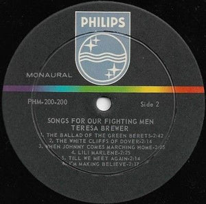 Teresa Brewer Songs For Our Fighting Men Vinyl LP Record Used 4