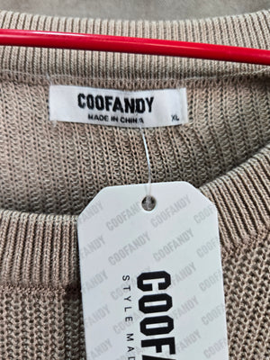 COOFANDY Men's Beige Knit Sleeveless Sweater Vest Pullover Size XL NWT 2