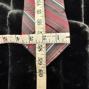 Burma Bibas Mens Silk Necktie Red Gray Striped Pre-Owned Classic Formal Wear 5