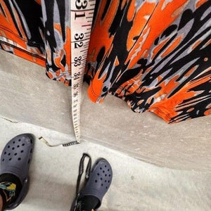 Veronica M Dress Womens Small Orange Black Abstract V Neck Elastic Waist Mini 5