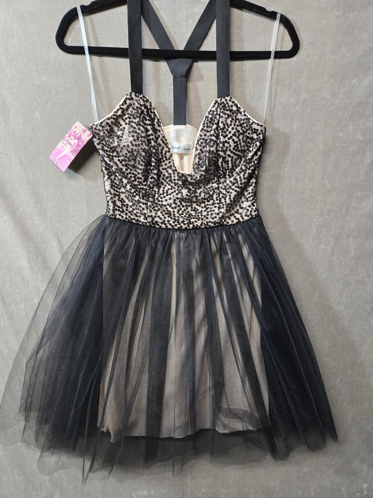 Emerald Sundae Black Blush Sequin Tulle Homecoming Dress Sweetheart Mini NWT