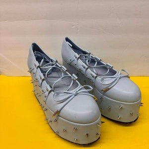 Spiked Platform Creeper Shoes Pastel Blue Silver Studded Lace Up Pre-Owned 2