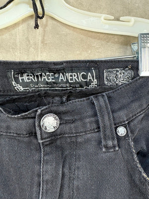 Heritage America Black Distressed Skinny Jeans with Side Stripe 2