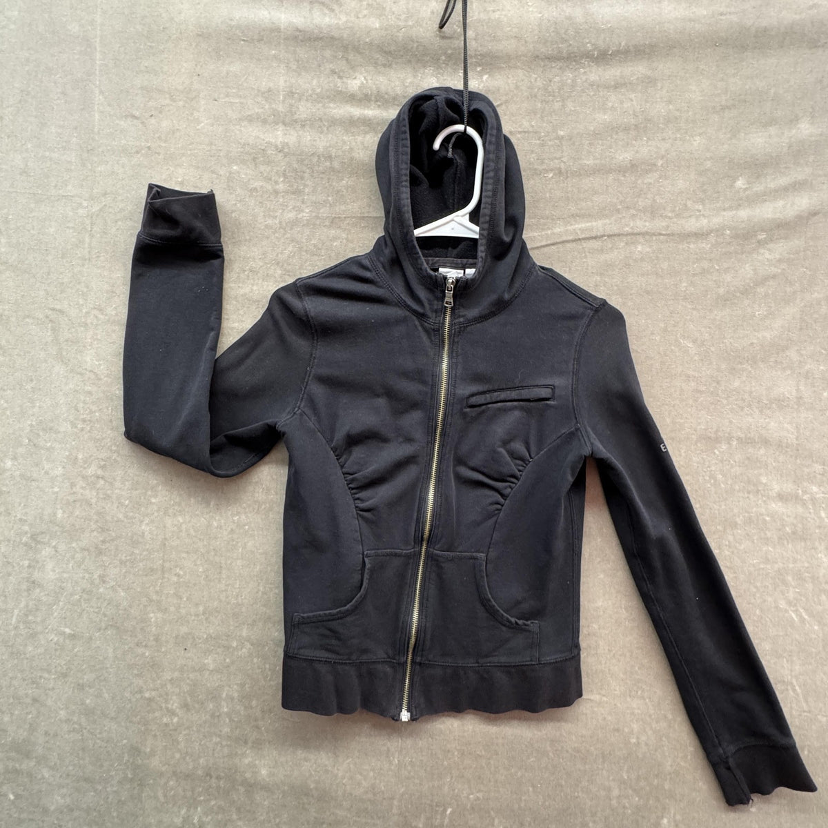 Armani Exchange A|X Hoodie Womens Small Black Full Zip Logo Cropped Sweatshirt