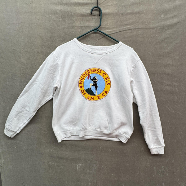 Hanes Sweatshirt Womens Medium White Wilderness Girls Graphic Crewneck Pullover